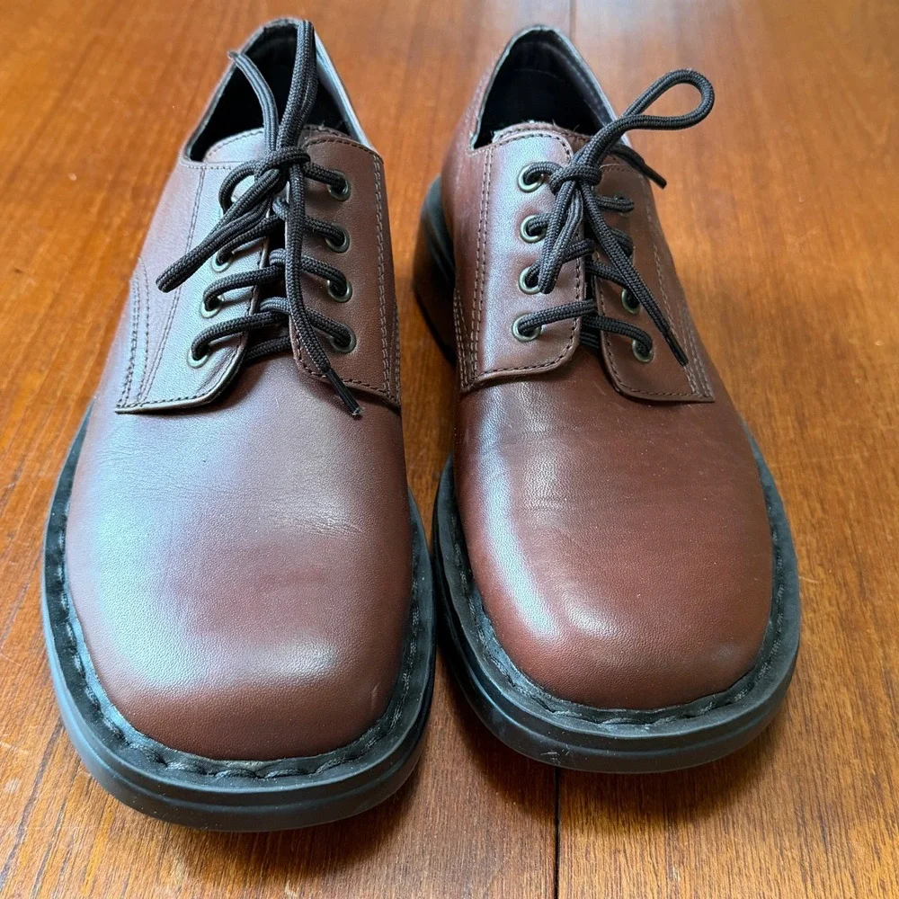 Skechers Brown Leather Chunky Square Toe Oxford Shoes Mens 7.5 Y2K Academia Prep